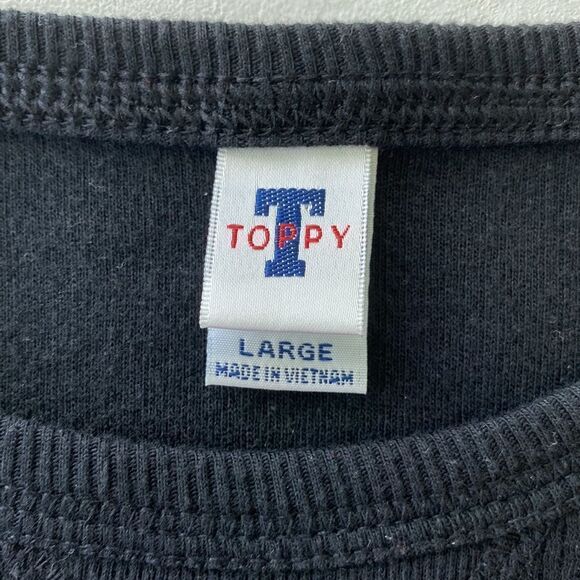 Toppy PULLOVER BLACK “WHO DAT” GOLD GRAPHIC SIZE L - Picture 3 of 8